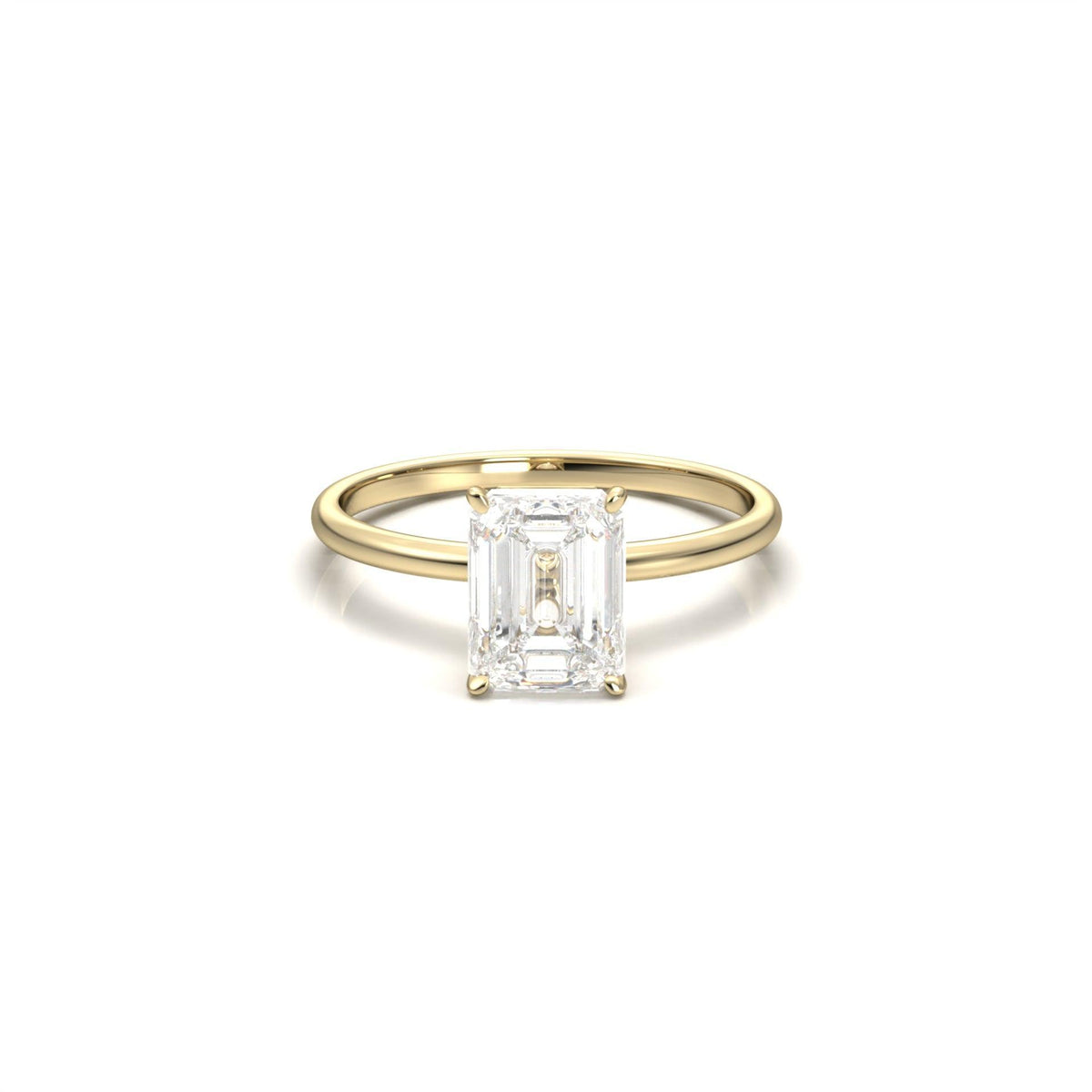 Emerald Solitaire Diamond Engagement Ring - Moissanite Engagement Rings