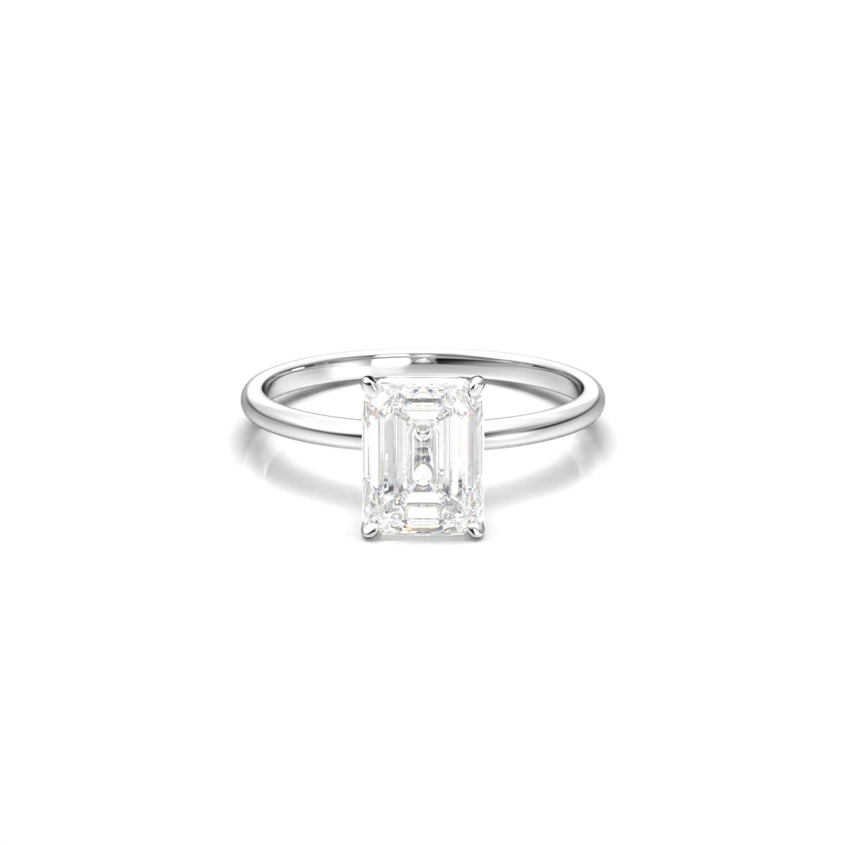 Emerald Solitaire Diamond Engagement Ring - Moissanite Engagement Rings
