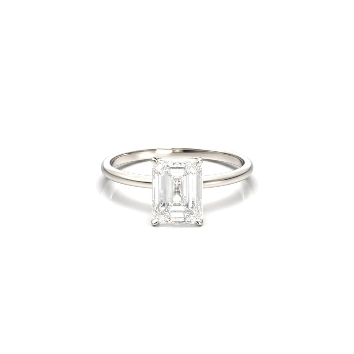 Emerald Solitaire Diamond Engagement Ring - Moissanite Engagement Rings
