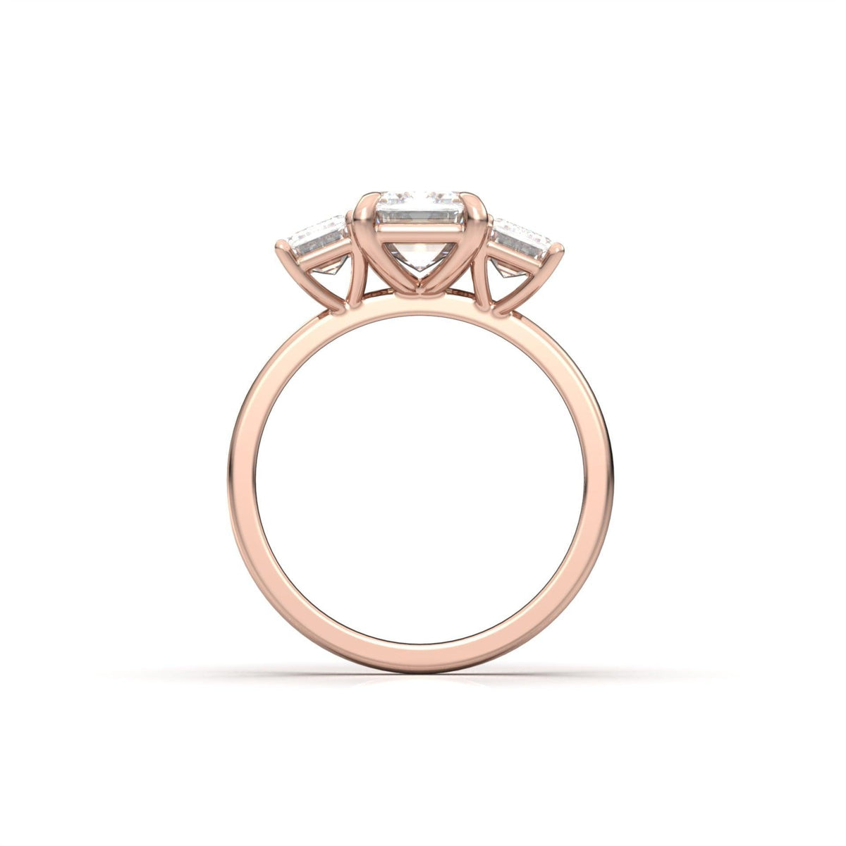 Emerald Trilogy Diamond Engagement Ring - Moissanite Engagement Rings