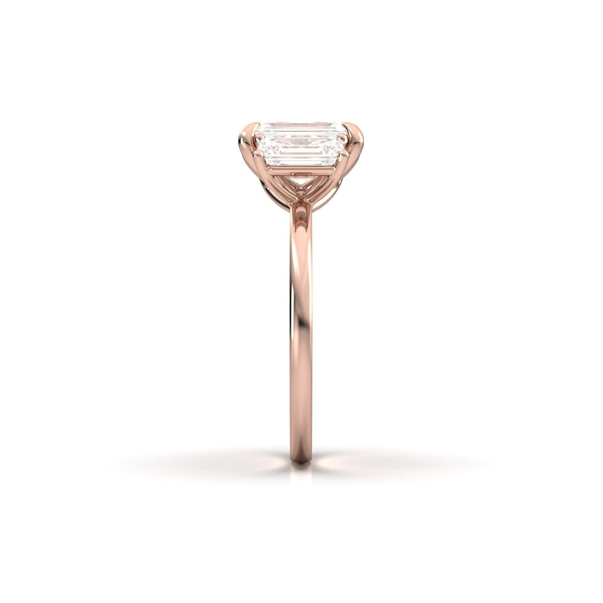 Emerald Trilogy Diamond Engagement Ring - Moissanite Engagement Rings