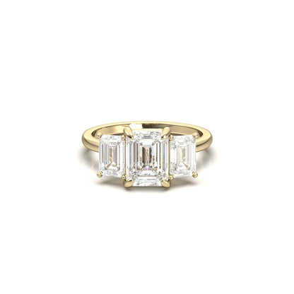 Emerald Trilogy Diamond Engagement Ring - Moissanite Engagement Rings