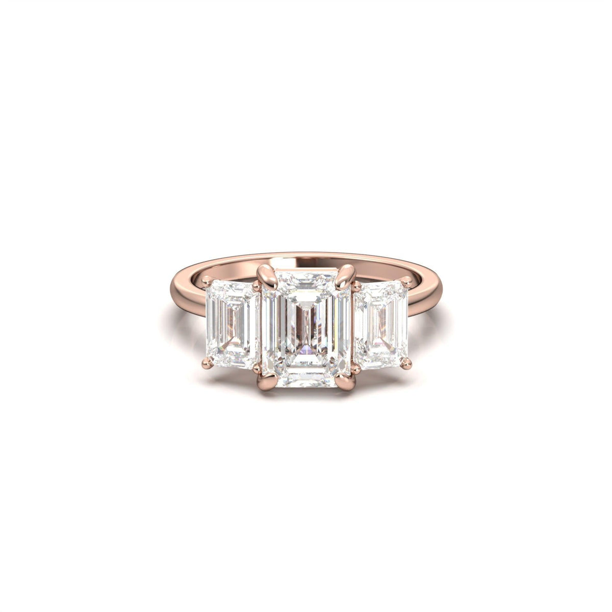 Emerald Trilogy Diamond Engagement Ring - Moissanite Engagement Rings