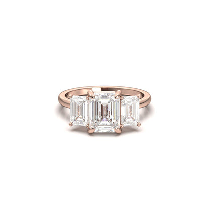 Emerald Trilogy Diamond Engagement Ring - Moissanite Engagement Rings