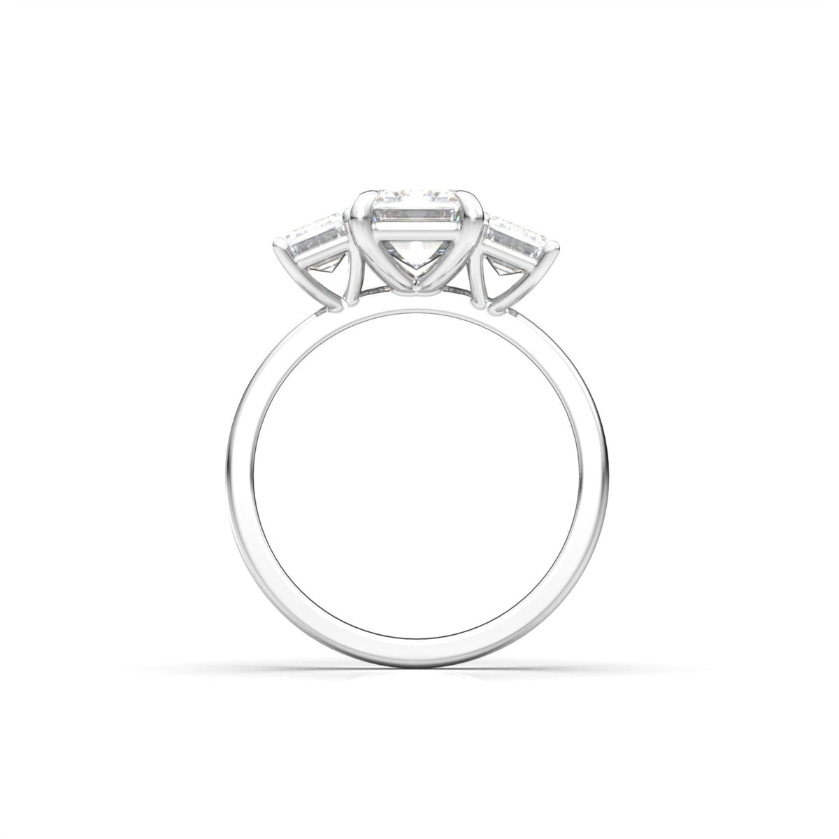Emerald Trilogy Diamond Engagement Ring - Moissanite Engagement Rings