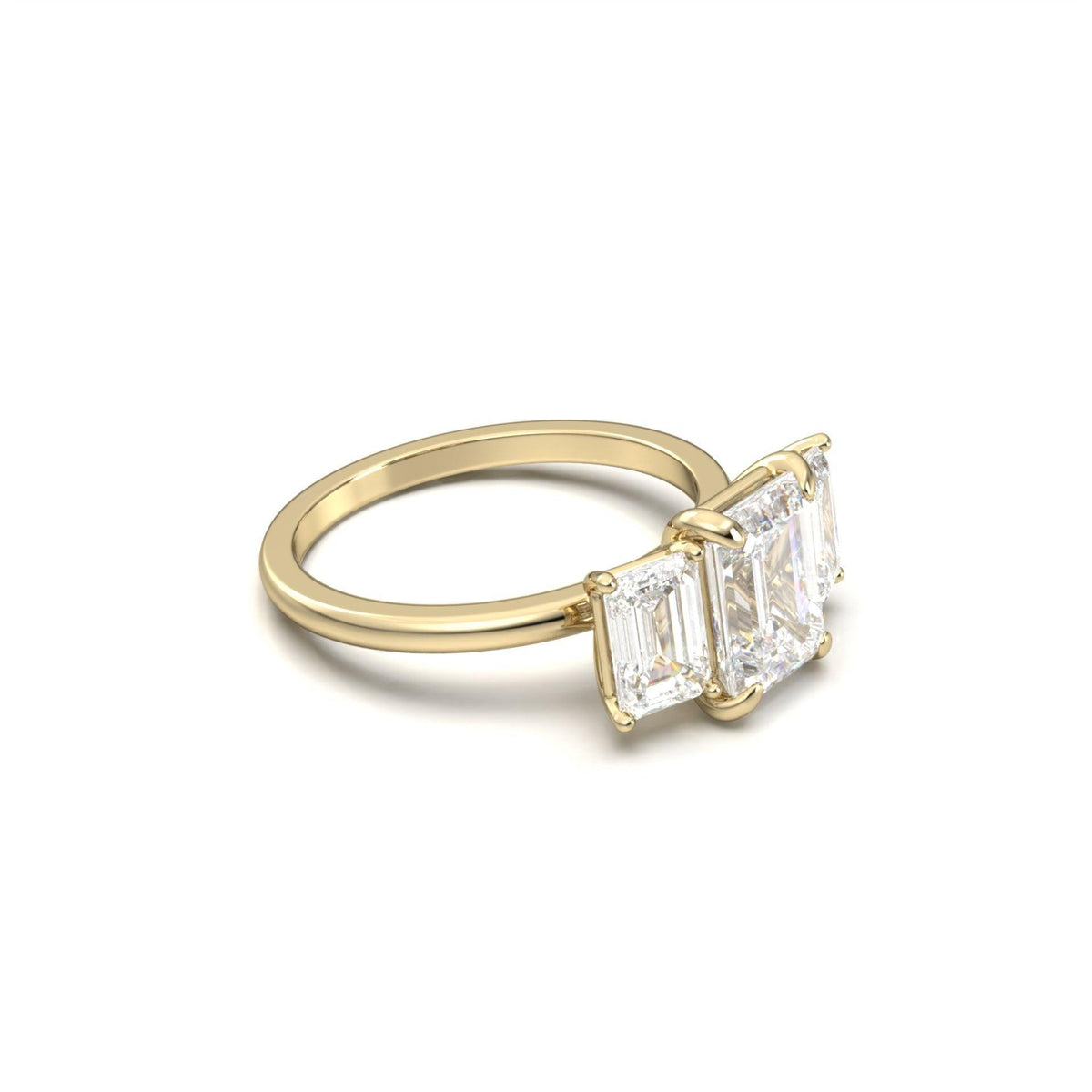 Emerald Trilogy Diamond Engagement Ring - Moissanite Engagement Rings