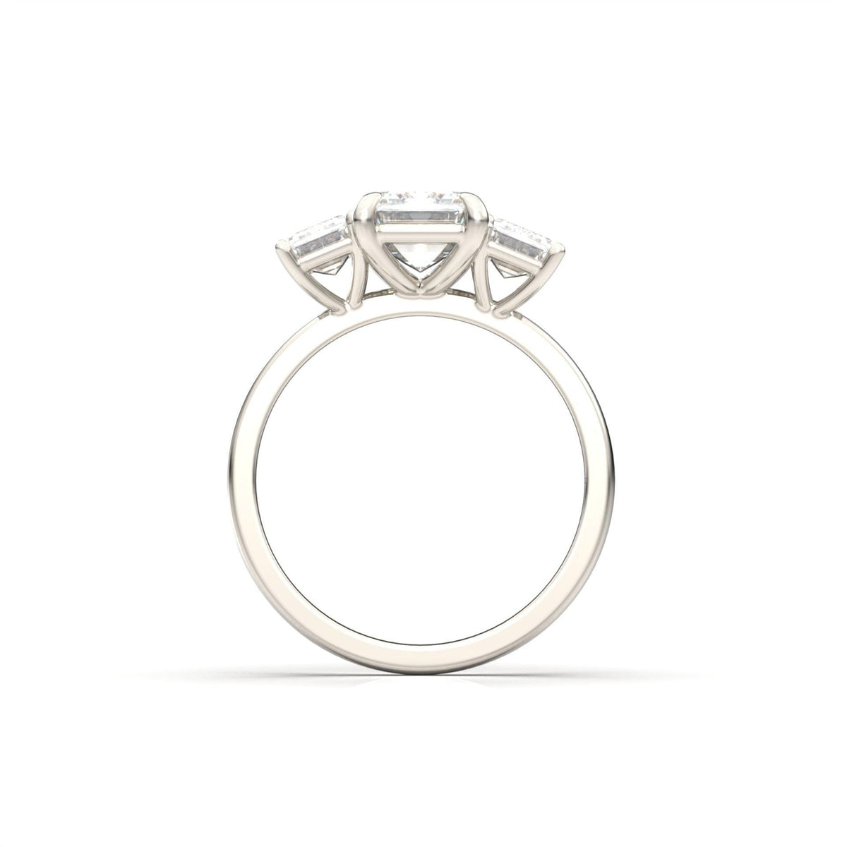 Emerald Trilogy Diamond Engagement Ring - Moissanite Engagement Rings
