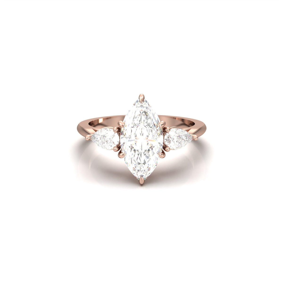 Marquise Trilogy Diamond Engagement Ring - Moissanite Engagement Rings