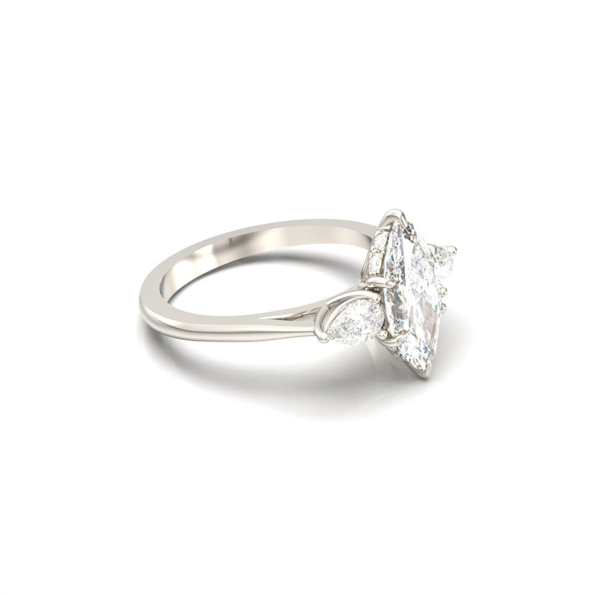Marquise Trilogy Diamond Engagement Ring - Moissanite Engagement Rings
