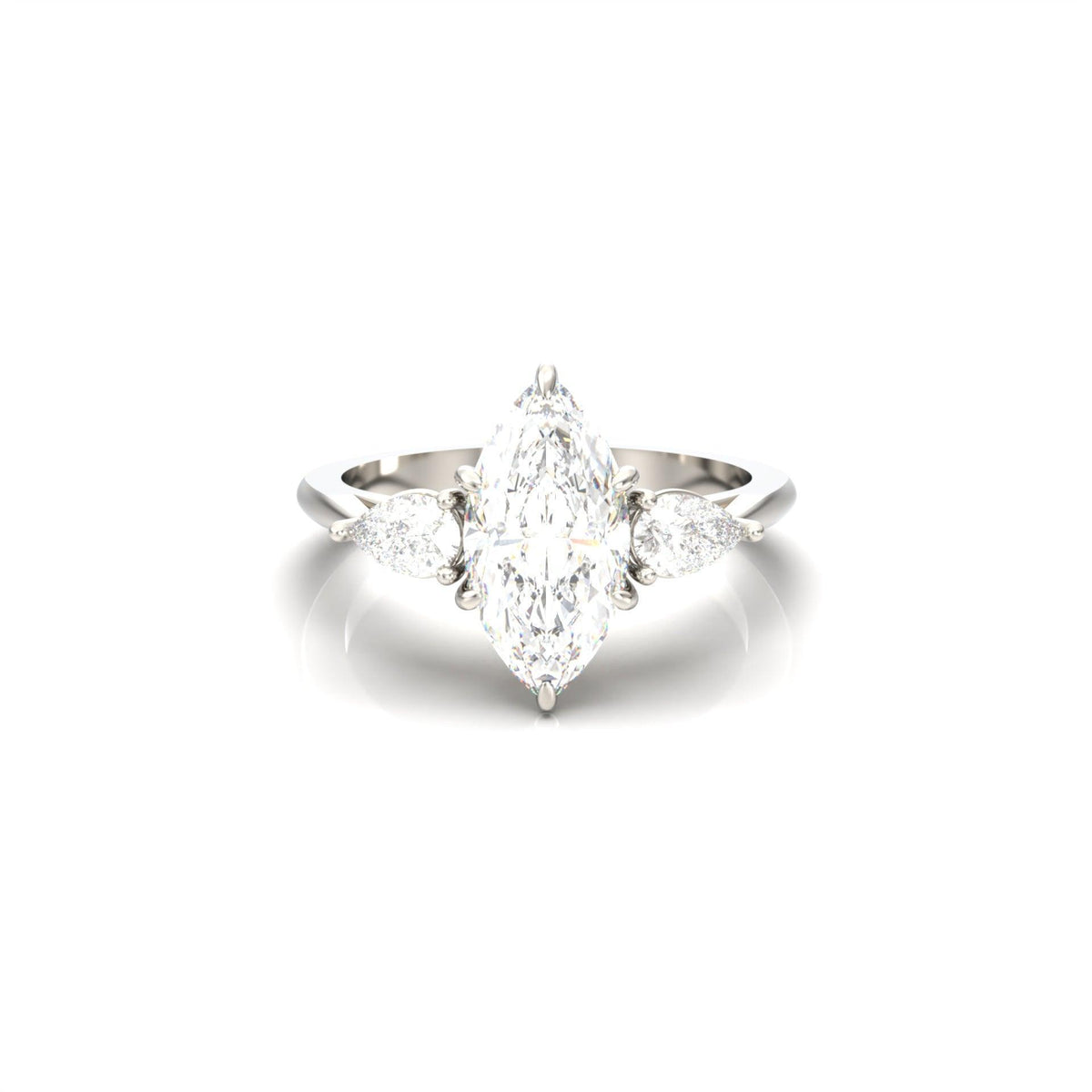 Marquise Trilogy Diamond Engagement Ring - Moissanite Engagement Rings