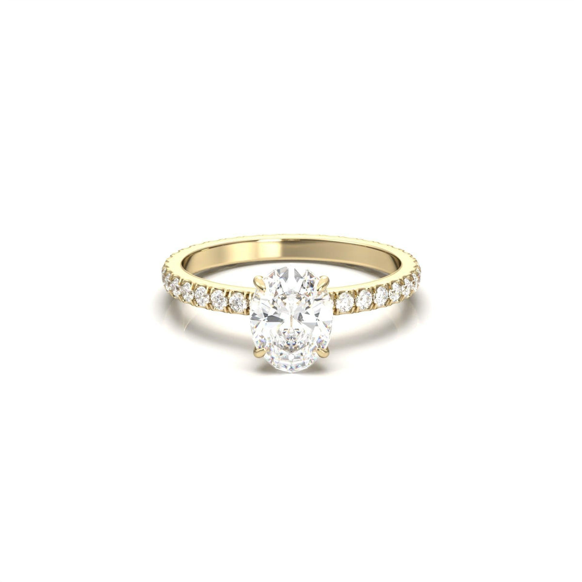 Oval Full Pavé Diamond Engagement Ring - Moissanite Engagement Rings