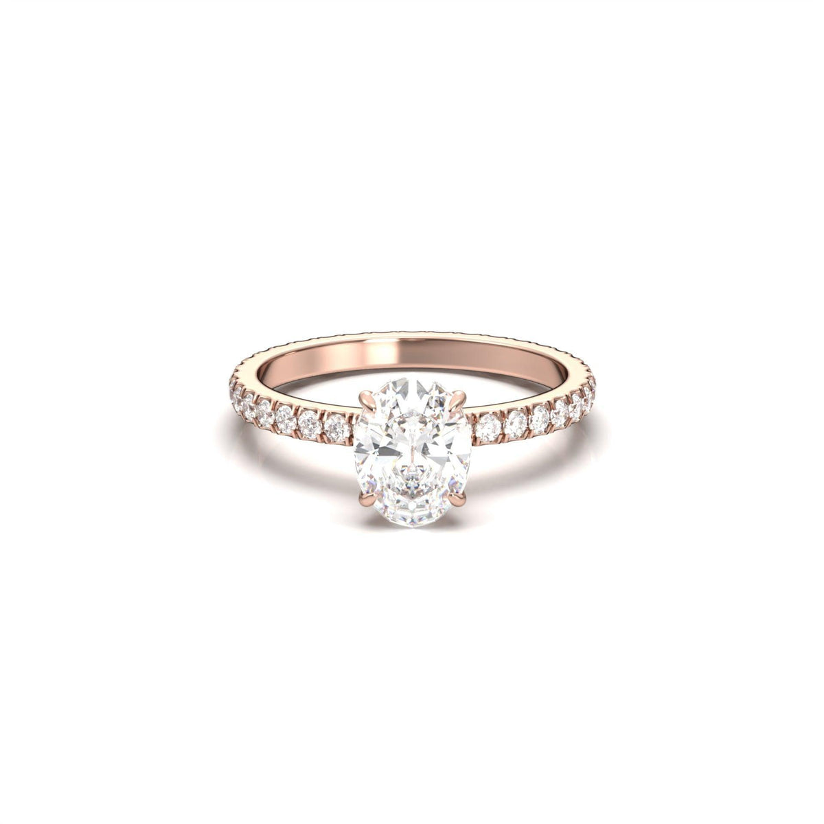 Oval Full Pavé Diamond Engagement Ring - Moissanite Engagement Rings