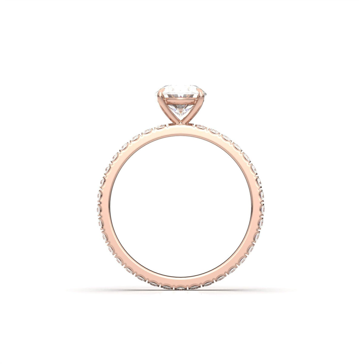 Oval Full Pavé Diamond Engagement Ring - Moissanite Engagement Rings
