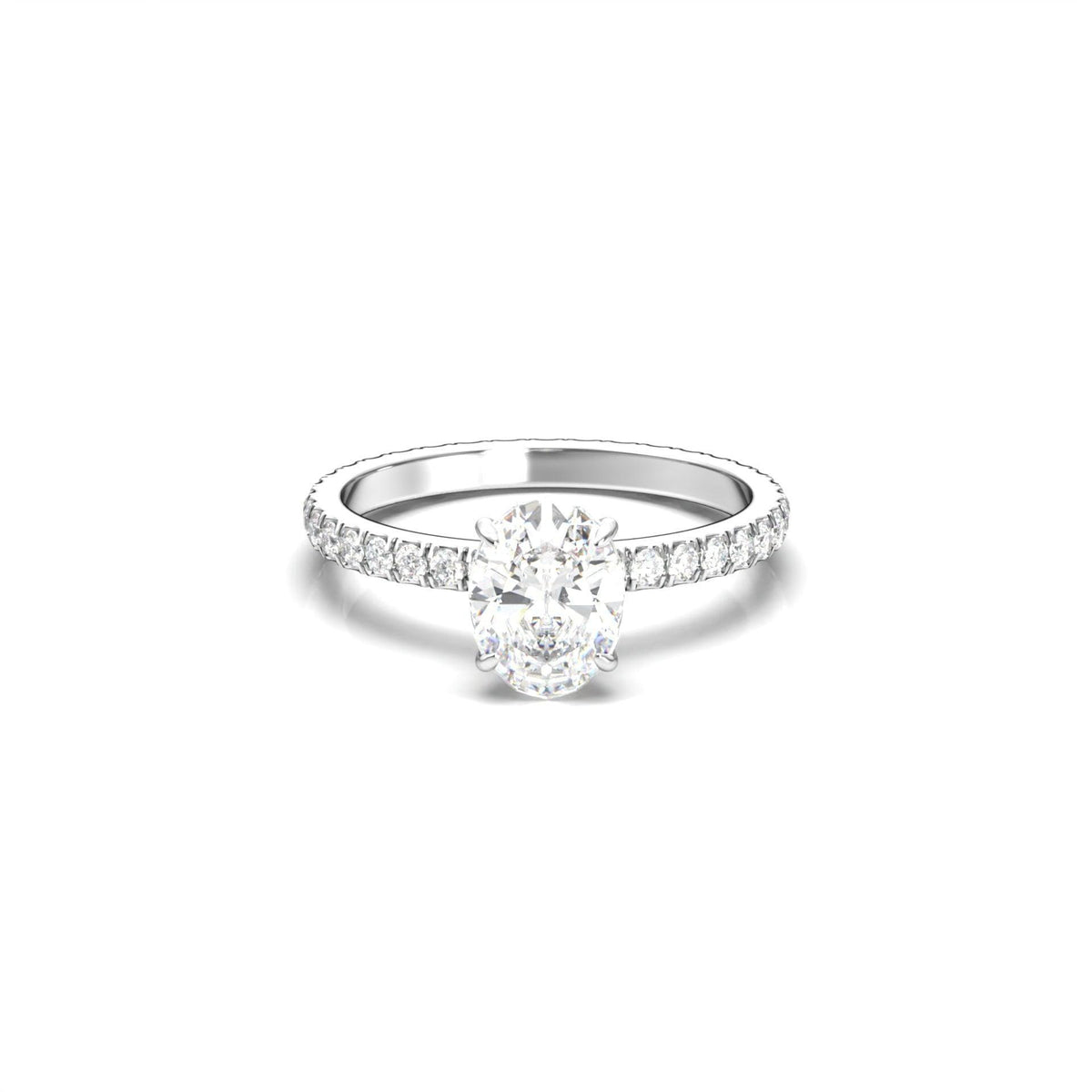 Oval Full Pavé Diamond Engagement Ring - Moissanite Engagement Rings