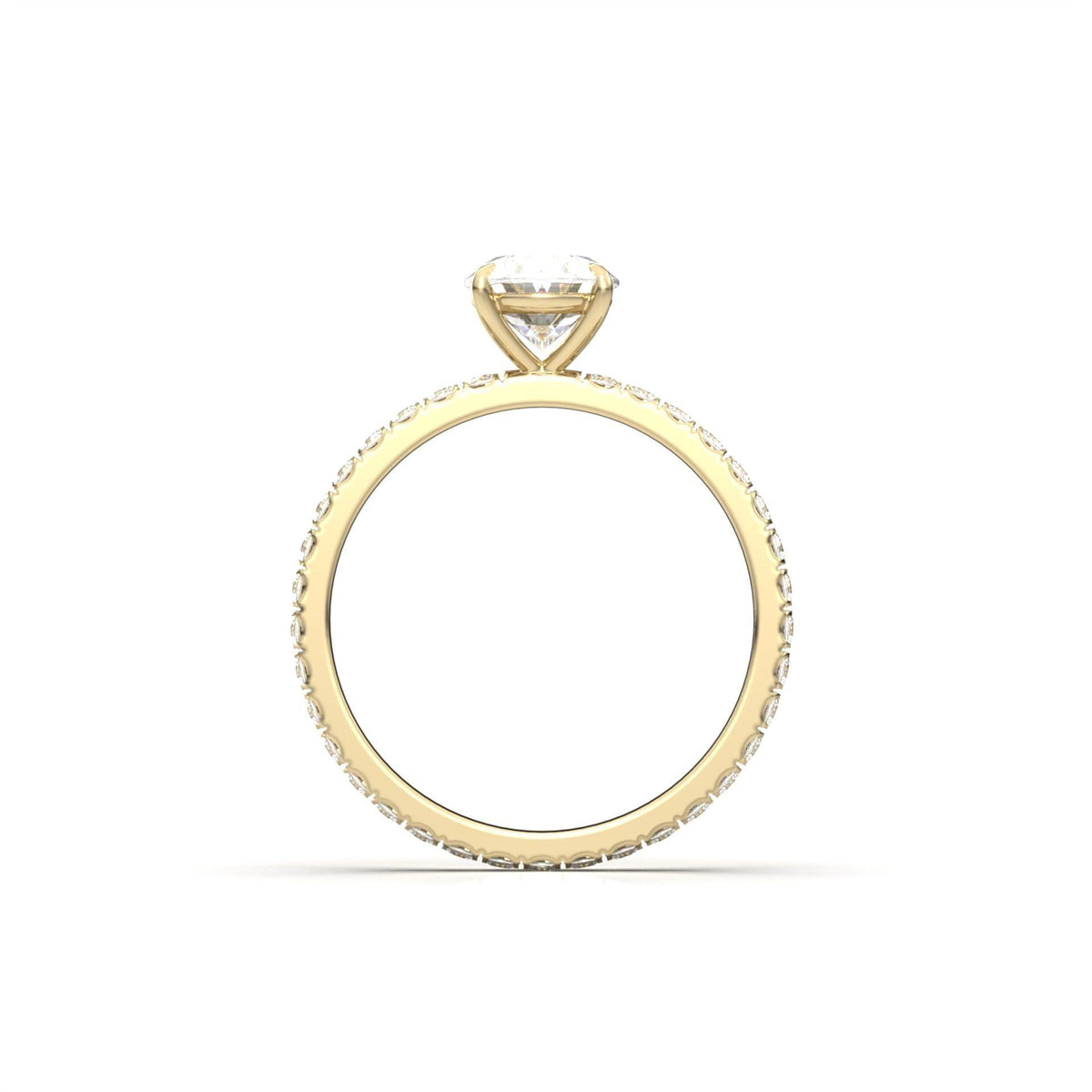 Oval Full Pavé Diamond Engagement Ring - Moissanite Engagement Rings