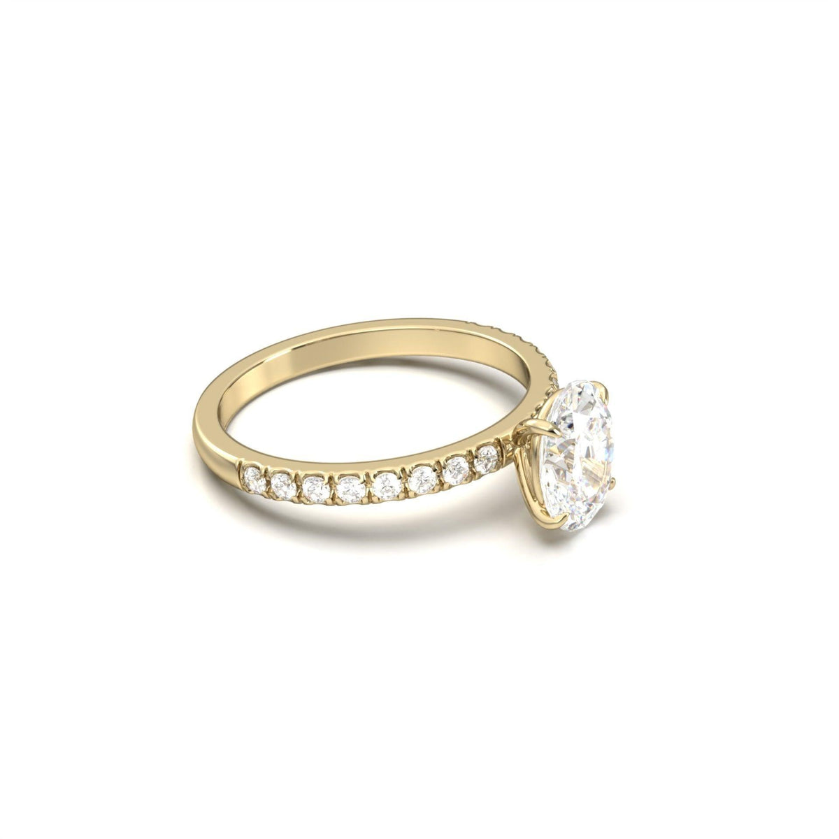 Oval Half Pavé Diamond Engagement Ring - Moissanite Engagement Rings