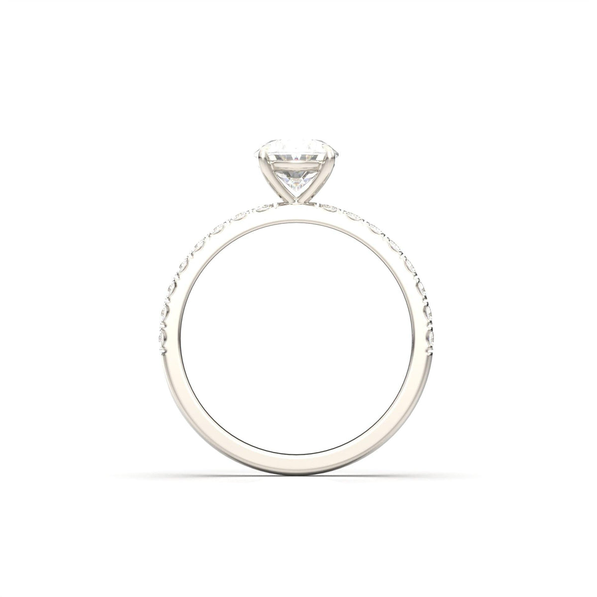 Oval Half Pavé Diamond Engagement Ring - Moissanite Engagement Rings