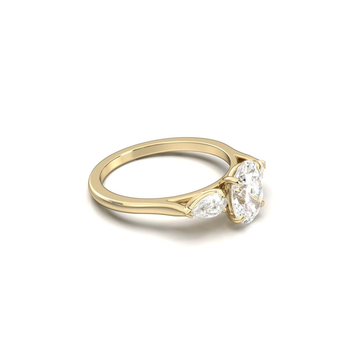 Oval Leaf Setting Moissanite Engagement Ring - Moissanite Engagement Rings
