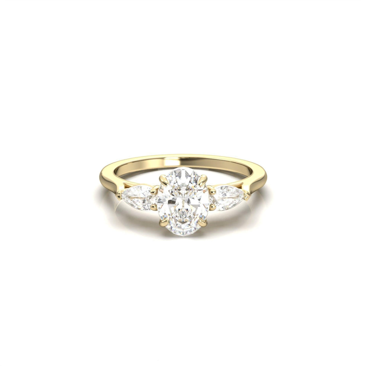 Oval Leaf Setting Moissanite Engagement Ring - Moissanite Engagement Rings