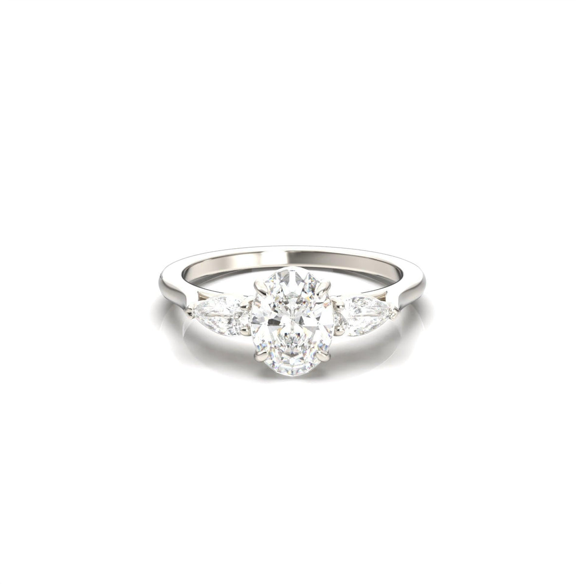 Oval Leaf Setting Moissanite Engagement Ring - Moissanite Engagement Rings