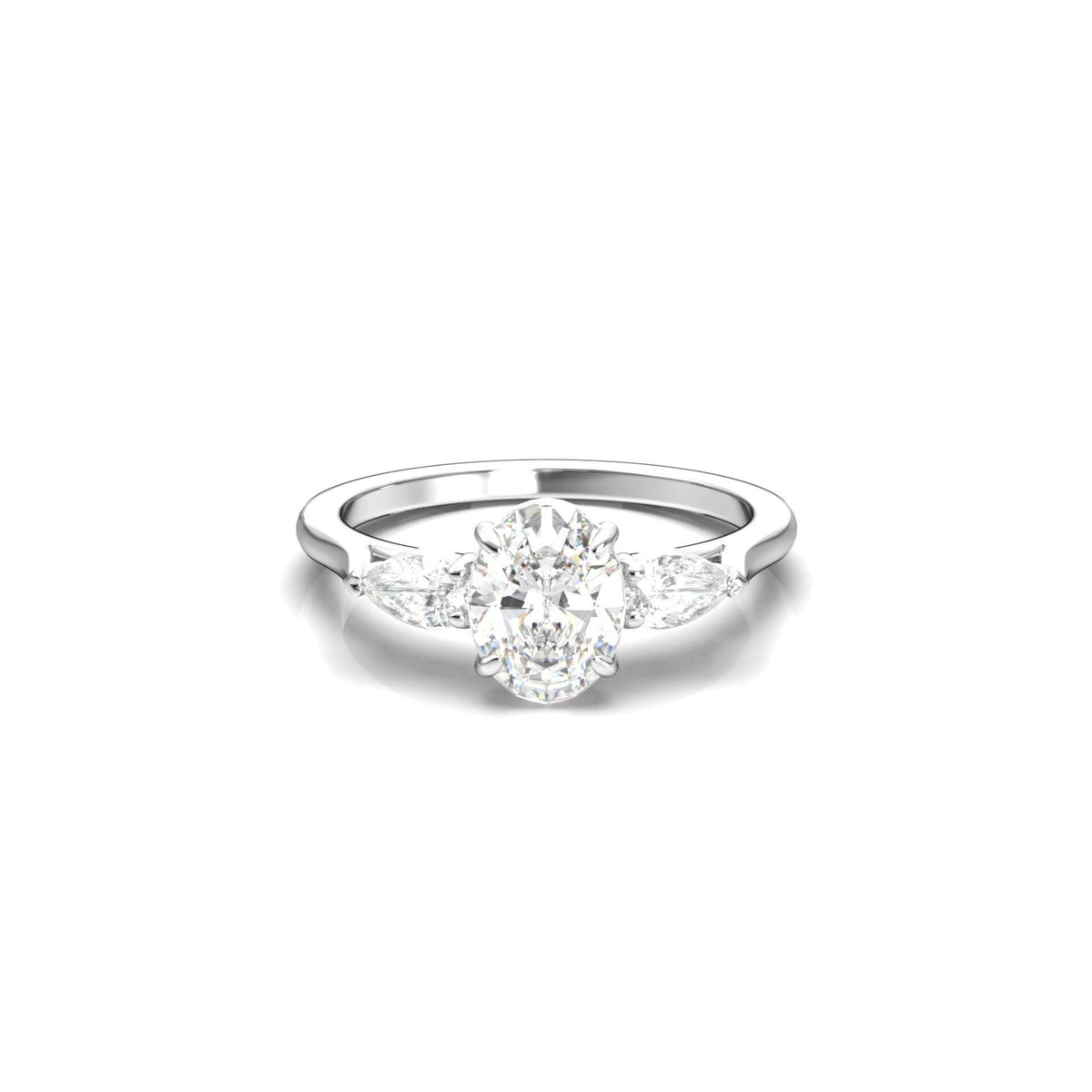 Oval Leaf Setting Moissanite Engagement Ring - Moissanite Engagement Rings