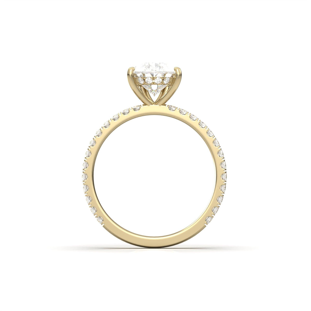 Pear Half Pavé Hidden Halo Diamond Engagement Ring - Moissanite Engagement Rings