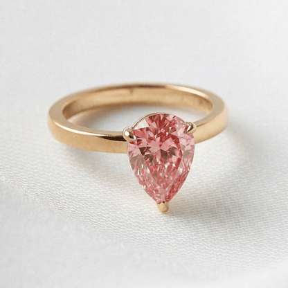 Rosalie - Pear Pink Solitaire Diamond Engagement Ring - Moissanite Engagement Rings