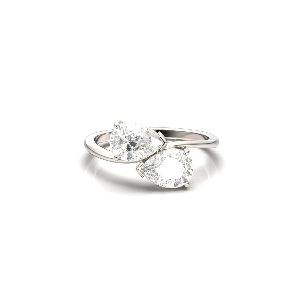Pear Two - Stone Diamond Engagement Ring - Moissanite Engagement Rings