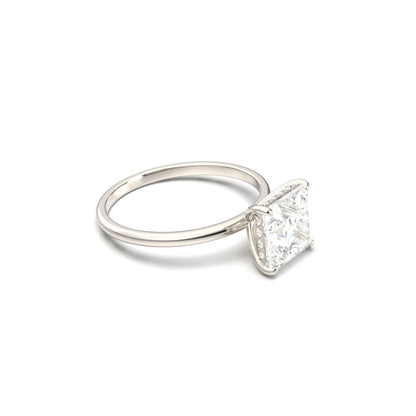 Princess Hidden Halo Diamond Engagement Ring - Moissanite Engagement Rings