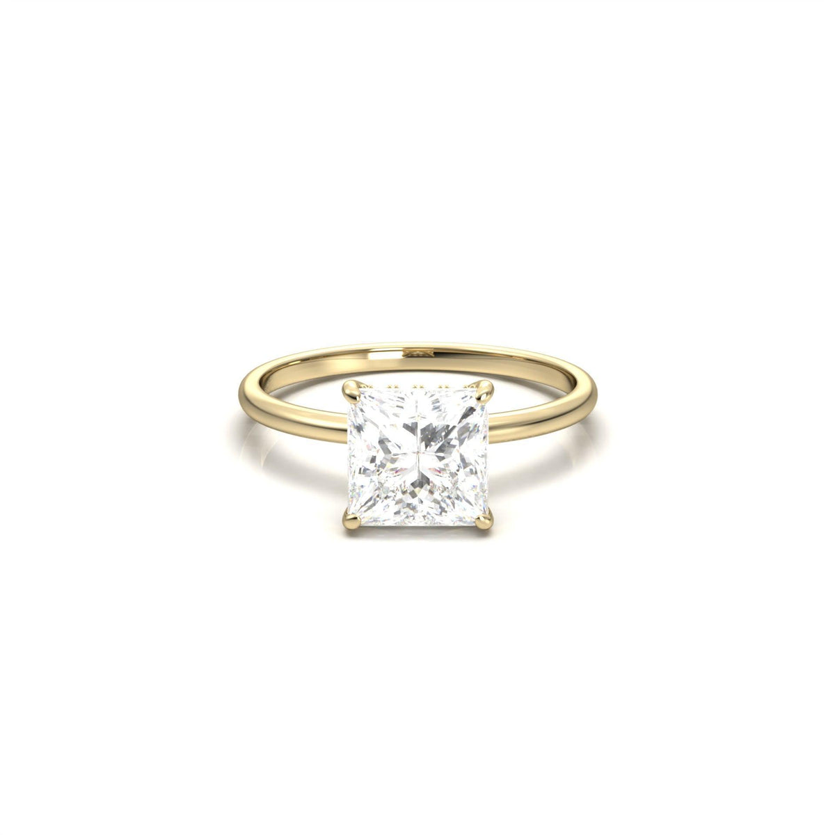 Princess Hidden Halo Diamond Engagement Ring - Moissanite Engagement Rings