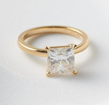 Princess Solitaire Diamond Engagement Ring - Moissanite Engagement Rings
