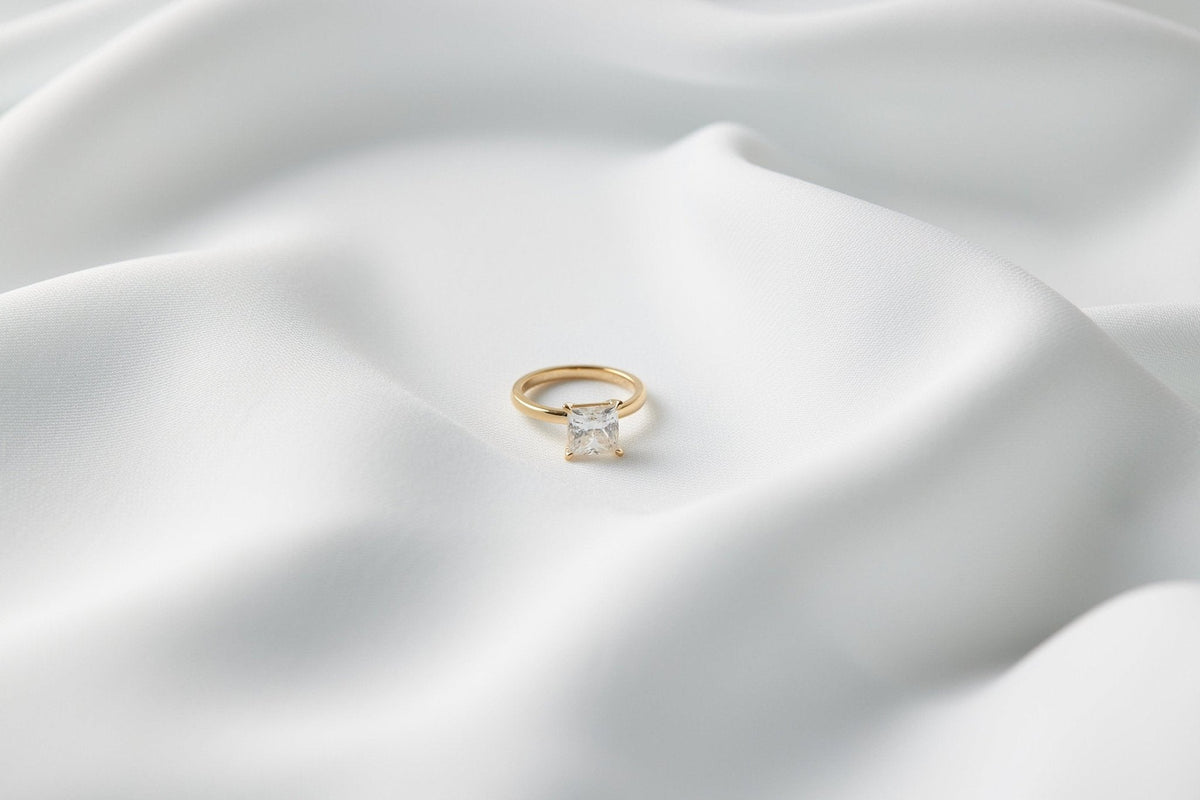 Princess Solitaire Moissanite Engagement Ring - Moissanite Engagement Rings