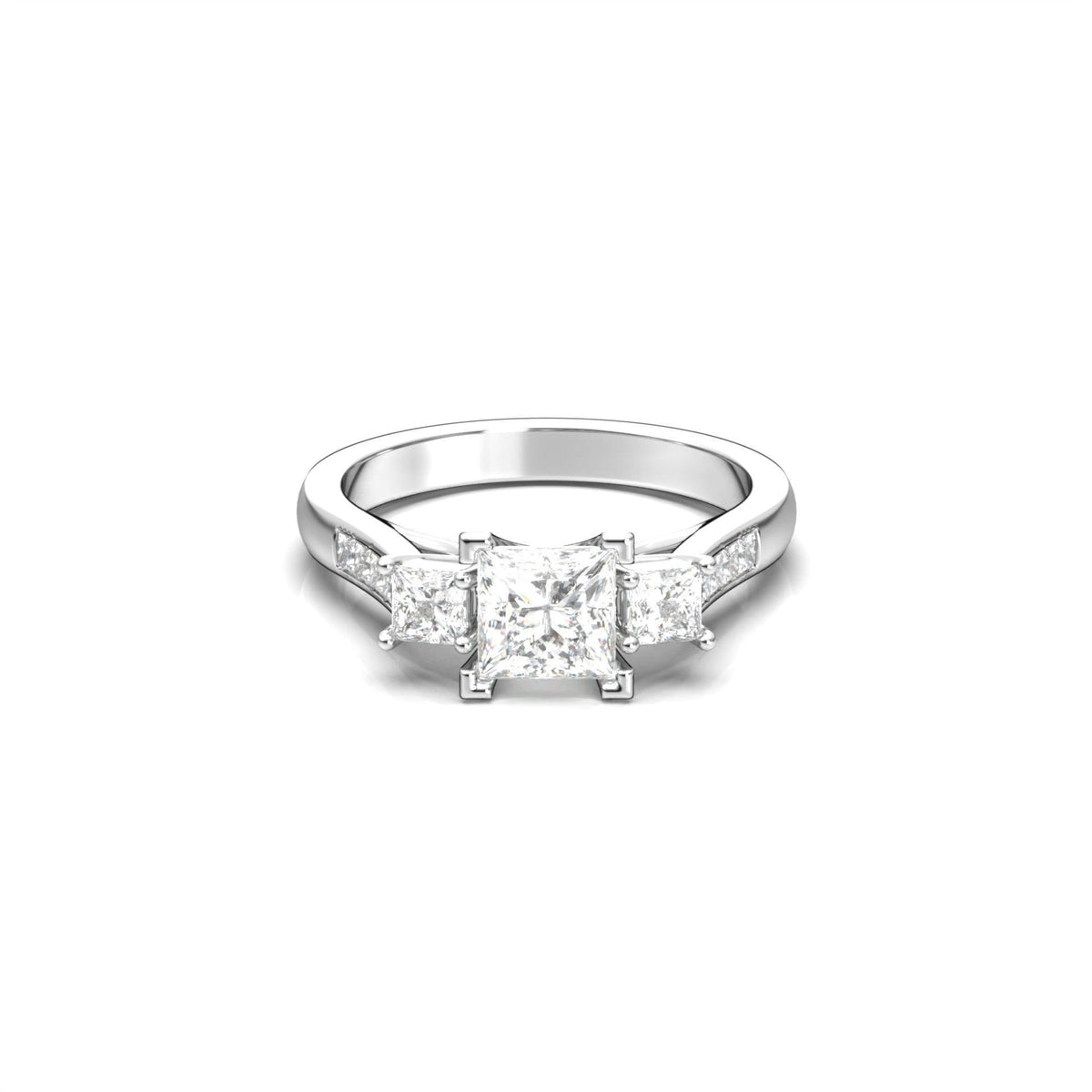 Princess Trilogy Diamond Engagement Ring - Moissanite Engagement Rings
