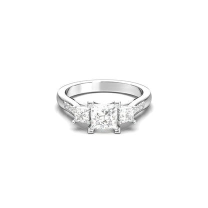 Princess Trilogy Diamond Engagement Ring - Moissanite Engagement Rings