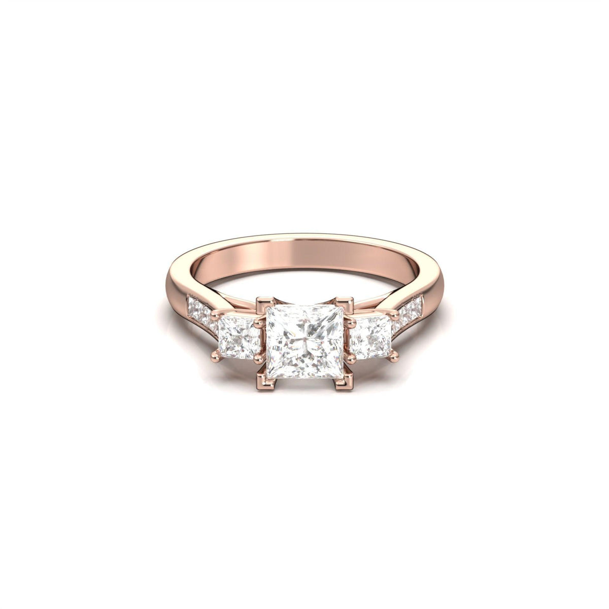 Princess Trilogy Diamond Engagement Ring - Moissanite Engagement Rings