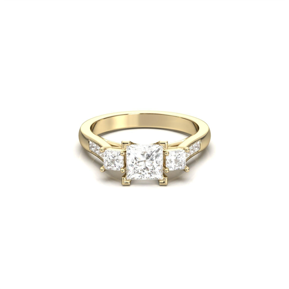 Princess Trilogy Diamond Engagement Ring - Moissanite Engagement Rings
