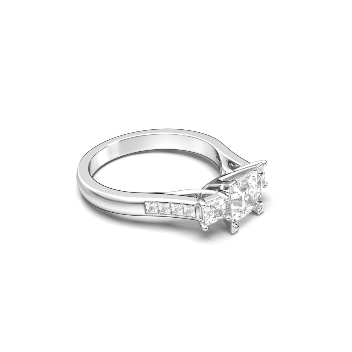 Princess Trilogy Diamond Engagement Ring - Moissanite Engagement Rings