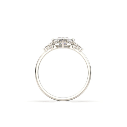 Princess With Accent Stones Moissanite Engagement Ring - Moissanite Engagement Rings