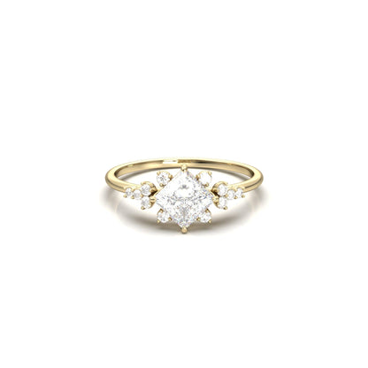 Princess With Accent Stones Moissanite Engagement Ring - Moissanite Engagement Rings