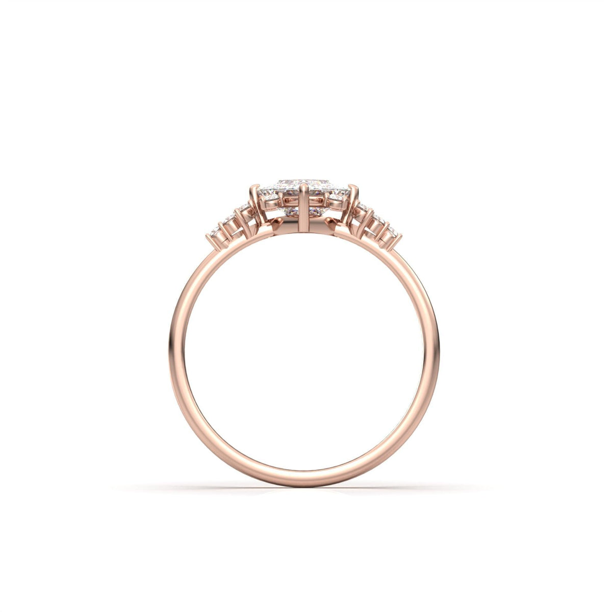 Princess With Accent Stones Moissanite Engagement Ring - Moissanite Engagement Rings