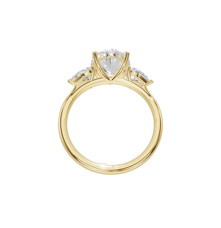 3 Stone Pear Cathedral - Moissanite Engagement Rings