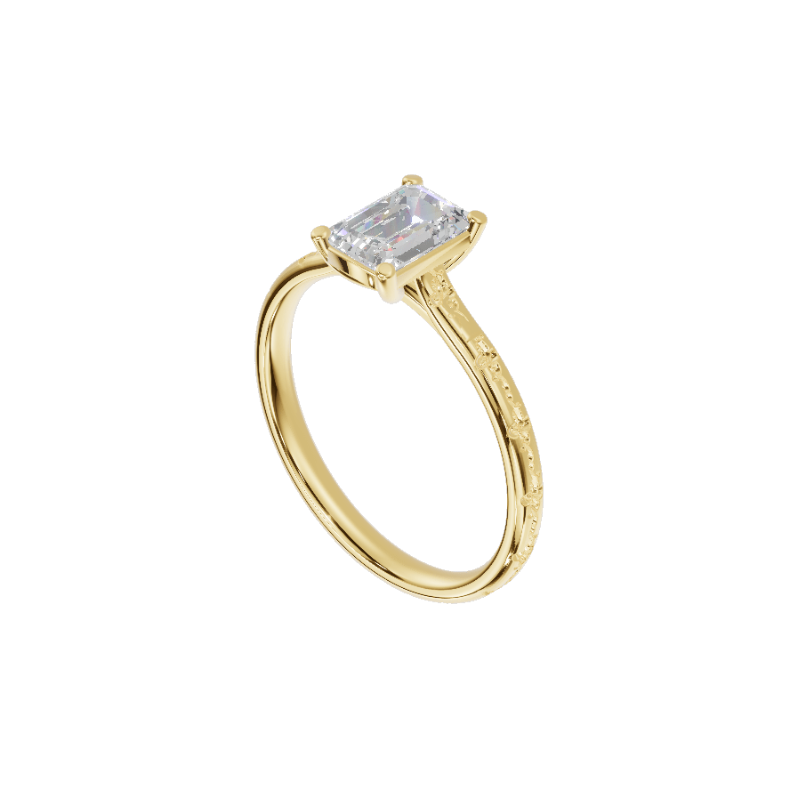 Antique Engraved Solitaire Cathedral - Moissanite Engagement Rings