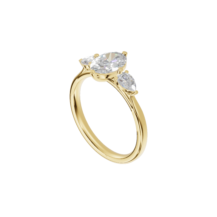 3 Stone Pear Cathedral - Moissanite Engagement Rings