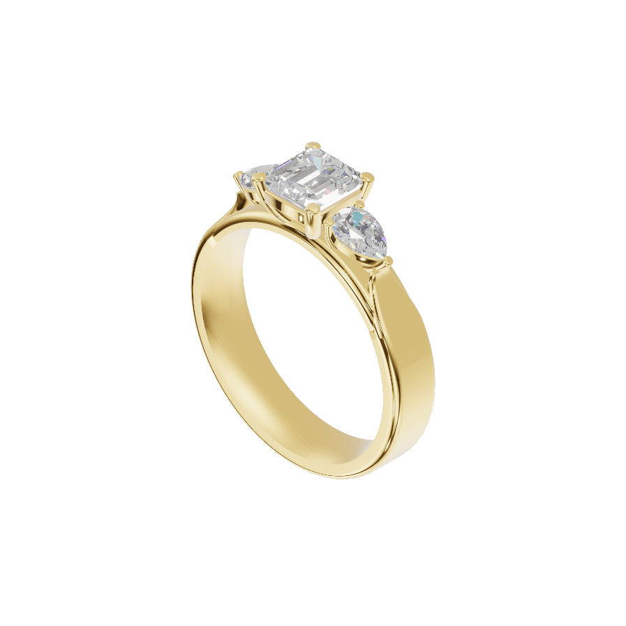 3 Stone Pear Cathedral - Moissanite Engagement Rings