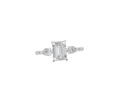 Pave 3 Stone Pear Cathedral - Moissanite Engagement Rings