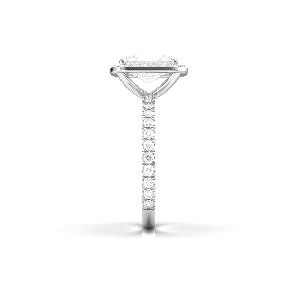 Radiant Halo Full Pavé Diamond Engagement Ring - Moissanite Engagement Rings