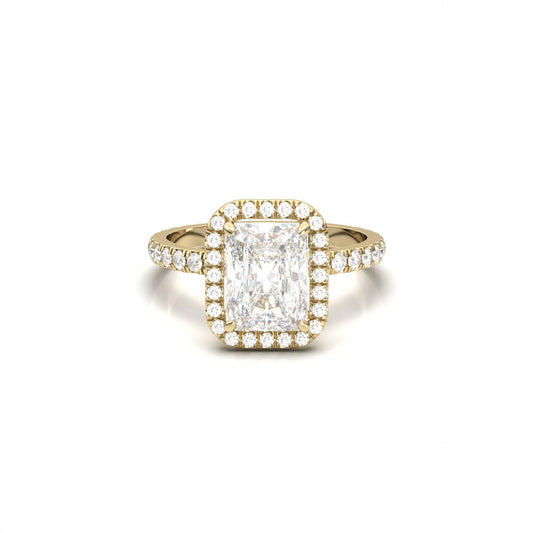 Radiant Halo Full Pavé Diamond Engagement Ring - Moissanite Engagement Rings
