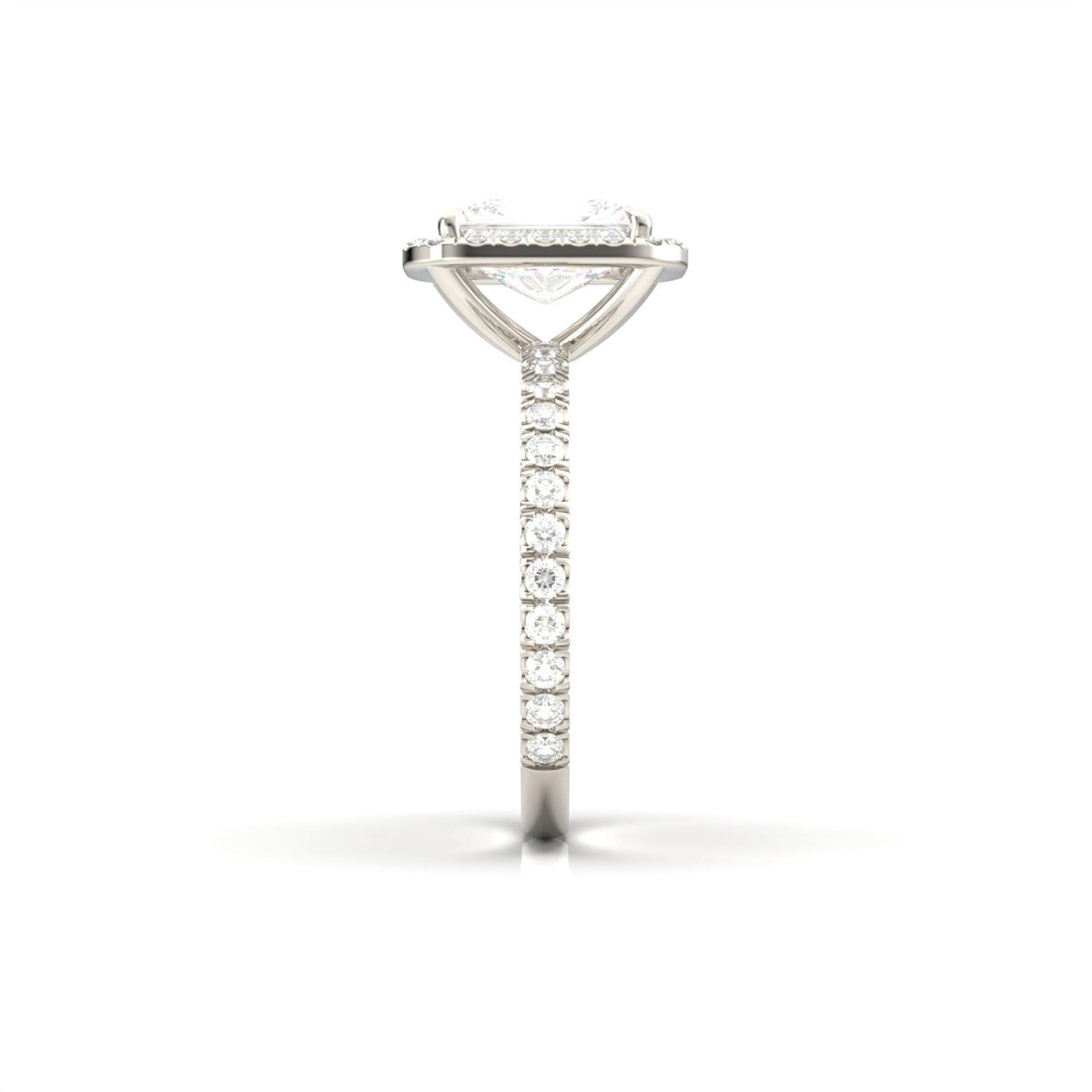 Radiant Halo Full Pavé Diamond Engagement Ring - Moissanite Engagement Rings