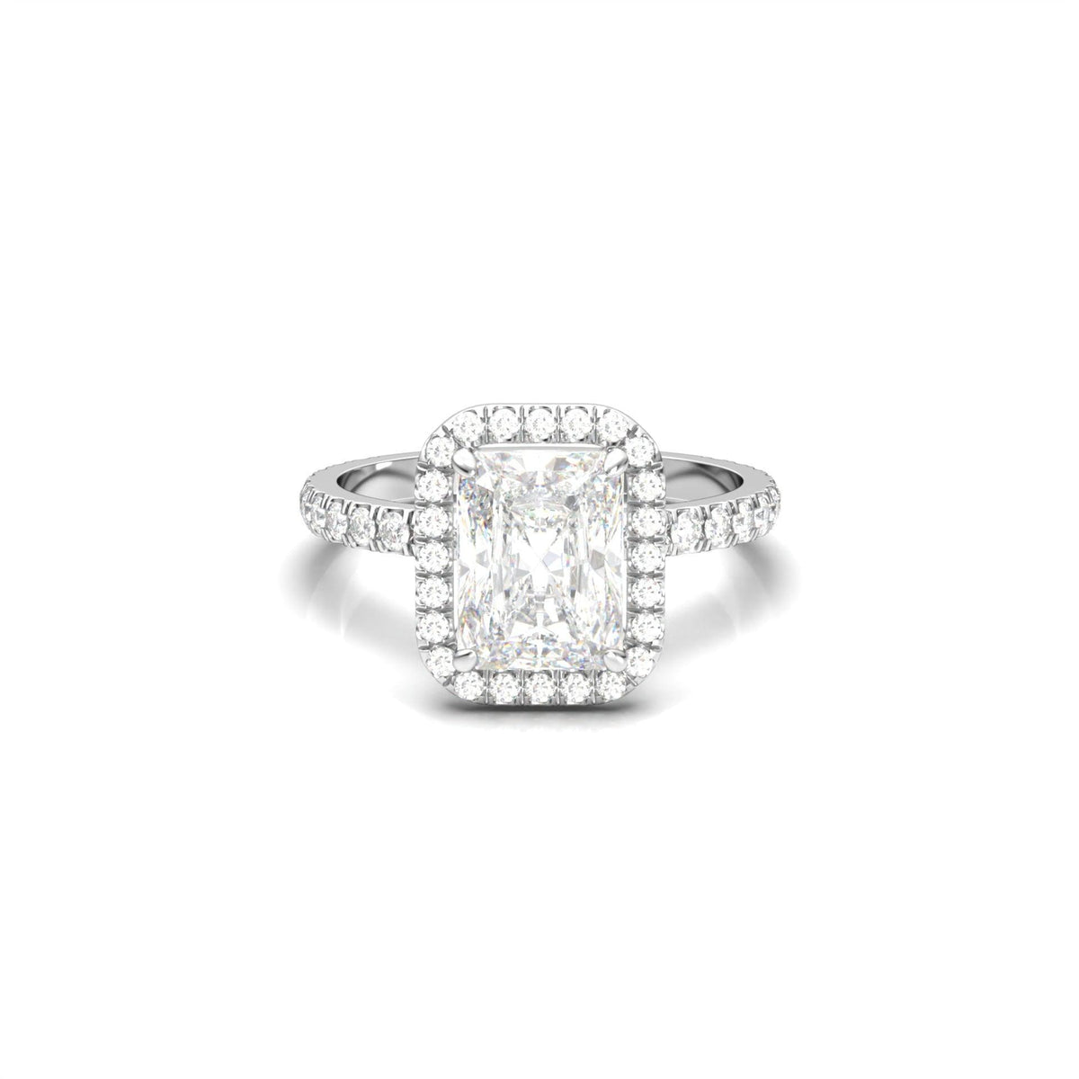 Radiant Halo Full Pavé Diamond Engagement Ring - Moissanite Engagement Rings