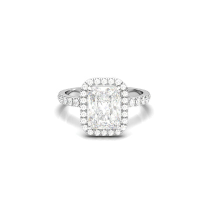 Radiant Halo Full Pavé Diamond Engagement Ring - Moissanite Engagement Rings